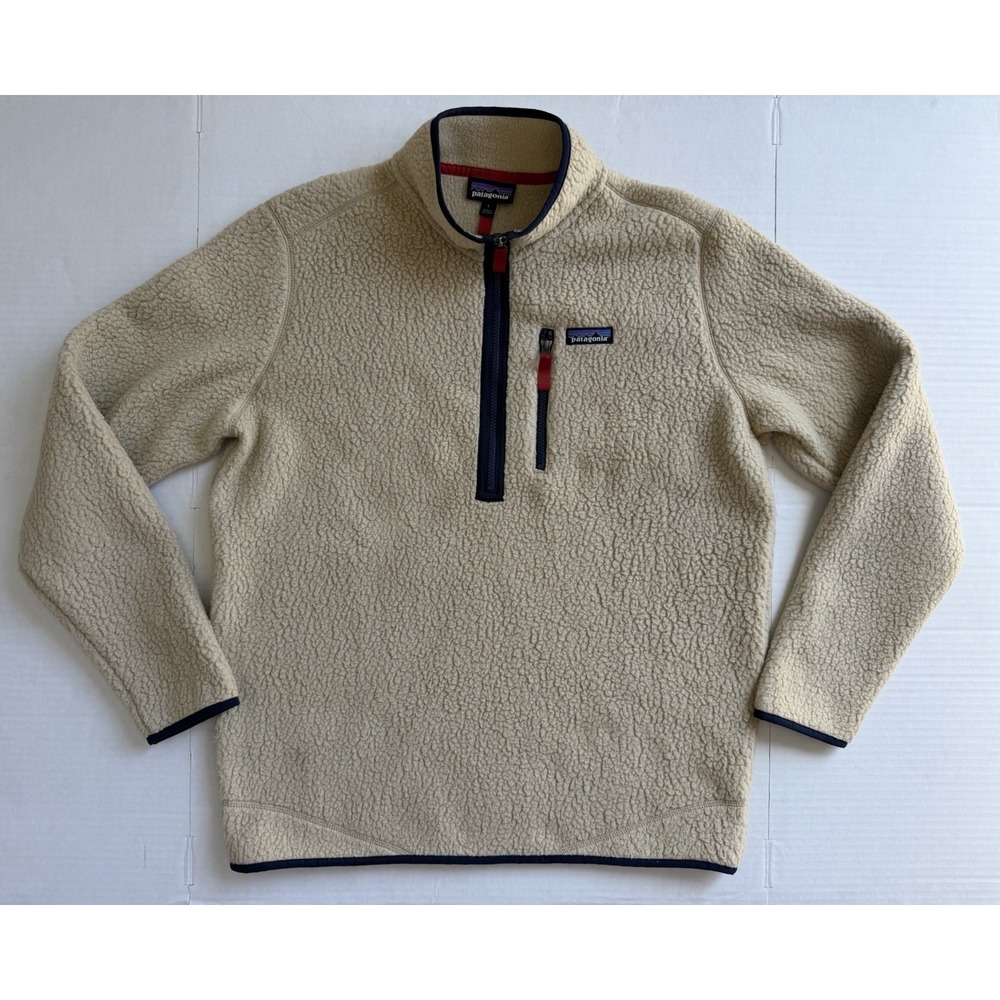 Patagonia Men's Retro Pile 1/4 Zip  Men's El Cap Khaki Pullover Jacket Size L